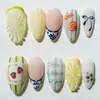 Amêndoa 30 peças Frescor de Frutas de Verão Pontas de Unha Wearable com Relevo 3D Unhas Atacado