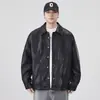 Chaqueta de Cuero Estilo Americano con Solapa para Hombre, Otoño 2025 Vintage High Street Fresca Ropa de Trabajo Abrigo, Retro Versátil Moderna