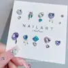 Celebridad de Internet Arte de Uñas Corazón Diamante Joyería Super Brillante Cristal Vidrio Punta Inferior Diamante Grande y Pequeño Colorido Corazón de Durazno Diamante Joyería para Uñas