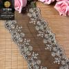 Hilo dorado malla de gasa negra código de barras 13cm accesorios para el cabello bilaterales moño joyería bordado de encaje Lolita