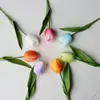 Buquê de Tulipas Artificiais de Couro PU de Alta Qualidade para Decoração de Transmissão ao Vivo, Buquê de Casamento da Noiva