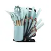 Juego de Utensilios de Cocina de Silicona Juego de 19 Piezas Cuchara de Cocina Pala Cuchillo Cubo de Almacenamiento Mango de Madera Utensilio de Cocina Juego de 12 Piezas Herramientas de Cocina