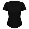 Nova Roupa de Yoga para Mulheres Primavera e Verão 2026, Camiseta Elástica Slim-Fit com Gola Redonda, Top Fitness Esportivo de Manga Curta Emagrecedor para o Dia a Dia