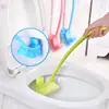 Cepillo de inodoro de plástico creativo de mango largo curvo, doble cara, sin esquinas muertas, cepillo de limpieza de baño, cepillo multiusos