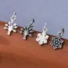 Plata S925 Retro Doble Cara Estilo Chino Colgante Hueco Copo de Nieve Colgante Árbol de la Vida Pulsera de Cuentas Hecha a Mano DIY Collar