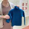 Estilo Coreano Meninos e Meninas Listra de Poço Macacão de Veludo Espessado Gola Alta Suéter Camisa Base Infantil Cor Sólida Tricô Peça de Cima Versátil