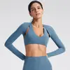 Roupa de Yoga Transfronteiriça Europeia e Americana, Cardigã Fino de Manga Longa Feminino para Verão, Jaqueta de Yoga, Top Esportivo com Sensação de Pele Nu e Acabamento de Alta Qualidade