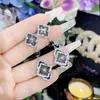 Versa Pendientes de Botón Doble Flor Ópera Italiana Buqilla Encaje de Esmalte de Color Diamante Trébol Anillo Abierto