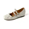 Zapatos de Ballet de Doble Tira con Lazada que Aumentan la Altura 5CM para Mujer, Nuevos Zapatos Mary Jane Cuadrados con Remaches Estilo Vintage 2026