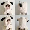 Gorro y Bufanda para Bebé Todo en Uno Otoño e Invierno Niños Bufanda de Cuello de Dibujos Animados Gorro de Felpa Gorro a Prueba de Viento con Protección para Orejas para Niños y Niñas