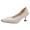 Sapatilhas de Bico Baixo para Mulheres 2025 Outono Novas Sapatilhas de Salto Alto para Mulheres com Biqueiras Metálicas para Uso Externo, Sapatilhas Slip-On Versáteis e Elegantes