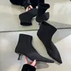 Botines Elegantes de Tacón Fino Forrados de Felpa para Otoño/Invierno 2026, Tipo Calcetín Elásticos, Adelgazantes, Tacón de Gatito, Punta Fina, Botines Cortos de Terciopelo para Mujer