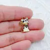 Encantadores y Lindos Pendientes de Gato con Diseño de Estampado de Aleación de Gota de Aceite Accesorios DIY Colgante Llavero