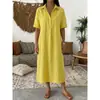 Amazon Transfronteiriça Novo Vestido Casual Reto Confortável de Manga Curta com Gola Polo Feminino Primavera/Verão 2026