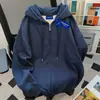 Sudadera con capucha versátil de peso pesado para mujer 2025 Otoño e Invierno Básica Forrada de polar Cálida Chaqueta con cremallera de estilo americano de alta calle