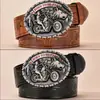 Cinturón de moto estilo vaquero occidental con hebilla ancha, versátil para hombres y mujeres