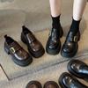 Estilo Británico Grueso Negro Primavera Combinable Aumento de Altura 2025 Retro Zapatos Pequeños de Cuero Nuevos Mocasines Falda de Mujer JK