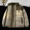 Ropa de Algodón Cálida a Prueba de Viento de Venta Caliente Transfronteriza para Hombre Otoño e Invierno Nueva Ropa de Algodón con Corduroy y Combinación de Colores Cuello Alto Ropa para Pareja