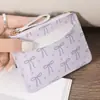 Carteira Feminina Ultra Fina com Zíper e Laço Rosa em Forma de Coração, Porta-Cartões, Porta-Cartões Leve para Uso Diário com Fechamento em Zíper