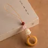 Pingente Raiz de Bodhi Branco Natural Alça de Celular Gato da Sorte Corrente de Celular Gato Fresca e Fofa Exquisita para Mulheres