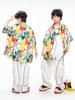 Ropa de moda para niños de hip-hop, traje de camisa con flores para niños y niñas, ropa holgada de rendimiento de hip-hop para niños