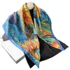 Estilo chino estilo pintura al óleo camelia moderno gasa 90 pañuelo cuadrado grande bufanda de seda para mujer bufanda de primavera y otoño con temperamento para combinar con camisa chal