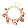 Pulseira de Natal Transfronteiriça Nova Papai Noel Sino Vermelho e Verde Saco da Sorte Floco de Neve Alce Boneco de Neve Corrente Dourada e Prateada