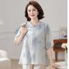 Camisa de Manga Corta para Madre de Estilo Chino Nuevo, Holgada y Elegante, Ropa de Verano para Mujeres de Mediana Edad y Mayores, Nuevas Blusas para Cubrir el Vientre