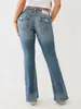 Jeans True Religion Europeu e Americano Transfronteiriço Retro Y2K Bordado Garota Apimentada Casual Cintura Baixa Skinny Calças para Mulheres Atacado