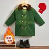 Abrigo Verde Militar Unisex para Niños, Engrosado y Cálido, Chaqueta de Longitud Media Estilo Militar Vintage, Abrigo de Algodón Antiguo, Moderno