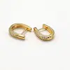 Aretes de botón de media luna en forma de D con circonita, chapado en cobre, no se decoloran, simples, estilo francés, aretes de fuente transfronteriza, stock disponible, envío directo