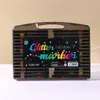 Conjunto de marca-texto com glitter de ponta dupla transfronteiriço, caneta de arte para desenho para estudantes de alto valor, caneta marcadora com glitter para destacar pontos chave
