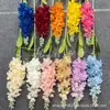 Jacinto de Tallo Único Delphinium Flor Artificial Modelo Nuevo Violeta Decoración de Salón de Bodas Arreglo Floral Flor de Seda