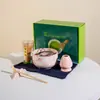 Traje Matcha Estilo Japonés Estilo Ins Cuadros Tazón de Matcha Caja de Regalo Cerámica Transfronterizo Juego de Té para Té Japonés