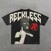 Punk Europeu e Americano Edição Grande Impresso T-Shirt Y2K Estilo Hip Hop Masculino T-Shirt Mascarado Menina Gótico Manga Curta Top