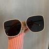 Gafas de Sol GM Adelgazantes para Cara Grande Estilo Estrella Mismo Estilo Gafas de Sol para Mujer Celebridad de Internet Retro Estilo Coreano Cara Redonda Estilo Cóncavo Blanco Trendy