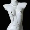 Cadena para el Cuerpo con Colgante de Corazón de Amor Incrustado de Diamantes, Personalizada y de Moda, Cadena para el Pecho, Collar Sexy y Divertido con Borlas para Bikini, Cadena para el Pecho para Mujeres
