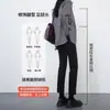 Jeans Reta com Forro de Fleece Preto Feminino Primavera e Outono 2024 Novo Inverno Super Skinny Explosões Calças Tubo Fumaça Pequena
