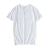 Estilo Chino Verano Nuevo Camiseta Casual de Manga Corta para Hombre Algodón Puro Color Sólido Botón Retro Camiseta de Hombre Venta al por Mayor