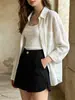 Shorts de Linho Estilo Old Money para Mulheres, Calça Reta Casual Versátil de Cintura Alta, Calça Casual Ampla de Linho de Algodão Lyocell Fresca