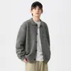 Temporada de primavera y otoño, cárdigan pesado de punto estilo retro japonés para hombre, chaqueta de punto con cuello para hombre