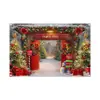 Banner de Renos Navideños Transfronterizos Bandera de Garaje de Papá Noel Tela Colgante para Fotografía Diseño de Fiesta Tela de Fondo Decorativa