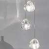Lustre de escada de vidro com padrão de água em nuvem, villa minimalista, loft duplex, lustre longo de arte de luxo leve, ferro