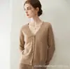Cárdigan 100% cachemira pura, novedad otoño/invierno 2026 para mujer, cuello en V, manga larga, versátil, de un solo botón, cachemira