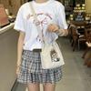 2025 Verano Nuevo Bolso de Lona de Hombro Lindo Bordado de Dibujos Animados Bolso Bandolera Casual Gran Capacidad Bolso Tote con Cordón