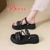 Sandalias de Moda Estilo Hada con Tiras Cruzadas y Punta Abierta para Mujer, Novedad Verano 2026 Sandalias de Doble Uso con Suela Gruesa para Aumentar la Altura para Combinar con Vestidos, Zapatos de Playa