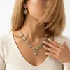 Nuevo diseño transfronterizo, juego de joyas de collar brillante incrustado con circonita, moderno para fiestas nocturnas, bodas y sesiones de fotos, con pendientes a juego para mujer