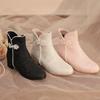 Nuevas Botas Cheongsam de Estilo Chino Nacional para Niñas Zapatos Bordados de Estilo Chino Retro Tacones Altos para Niños Botines Bordados Botas para Mujer