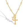 Factory Outlet Nova Moda Europeia e Americana Titanium Steel Cross Collection Ouro banhado a ouro não desbotado em Advanced Clavicle Chain Mulheres