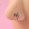 Amazon Cross-Border Piercing Uña de Nariz Falsa Cobre Incrustado Flor Luna Nariz Sándwich Forma Hoja Clip para Oreja Irregular Anillo de Nariz Sin Agujero